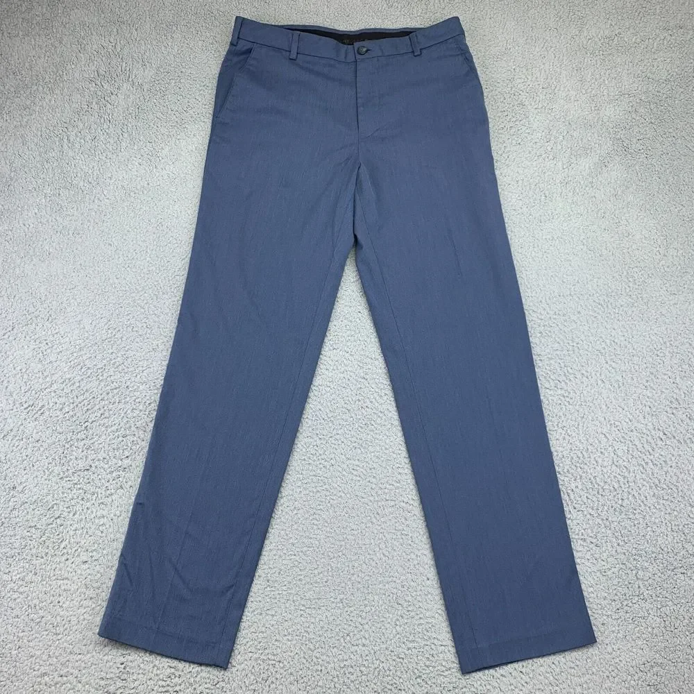Van Heusen Pants Mens 34 Blue Straight Leg‎ Mid-Rise Dress Slacks Stretch
